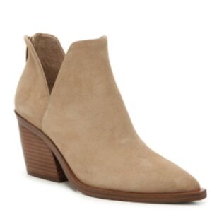 Vince Camuto VP Bibestie cream suede leather heeled booties ankle boots